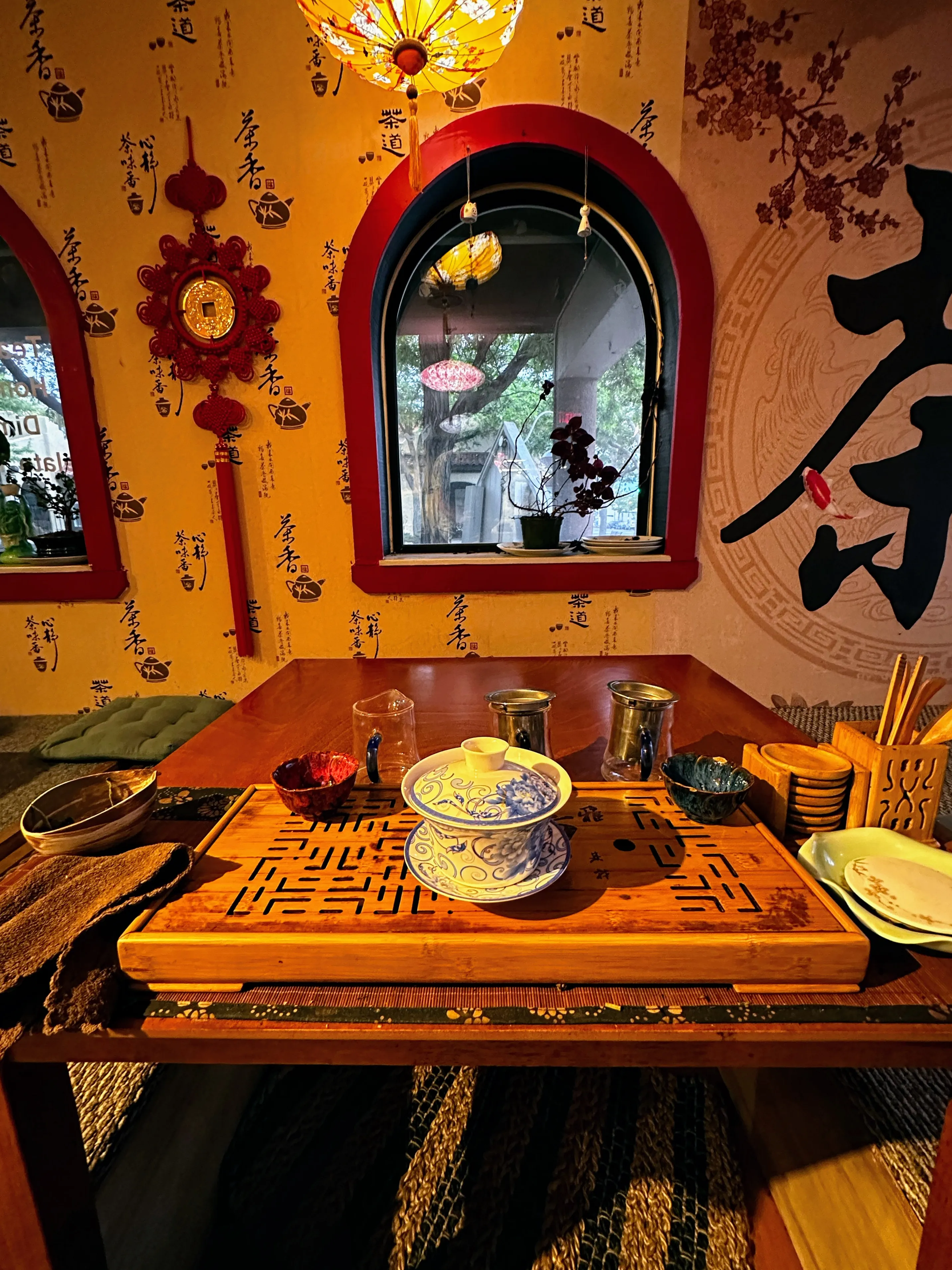 Yellow mountain tea house table