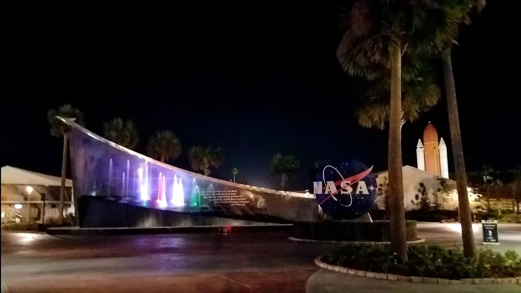 kennedy space center night sign