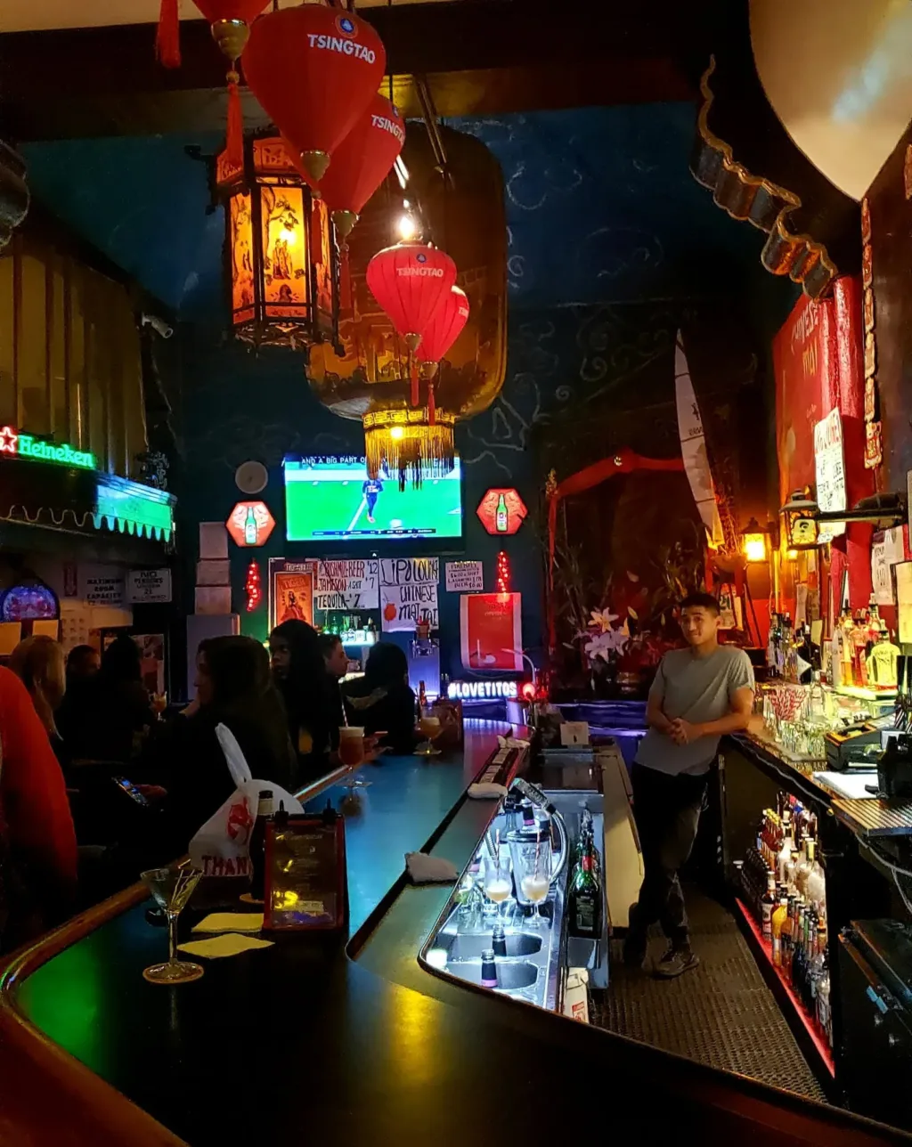Inside the cozy Li Po Lounge, Chinatown, San Francisco.