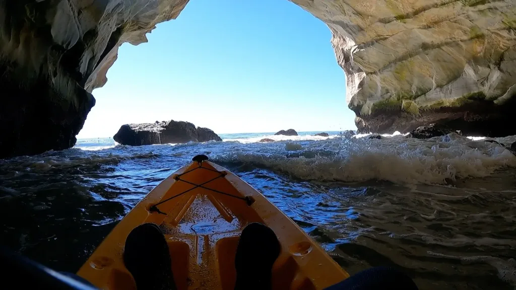 kayaking inside a sea cave