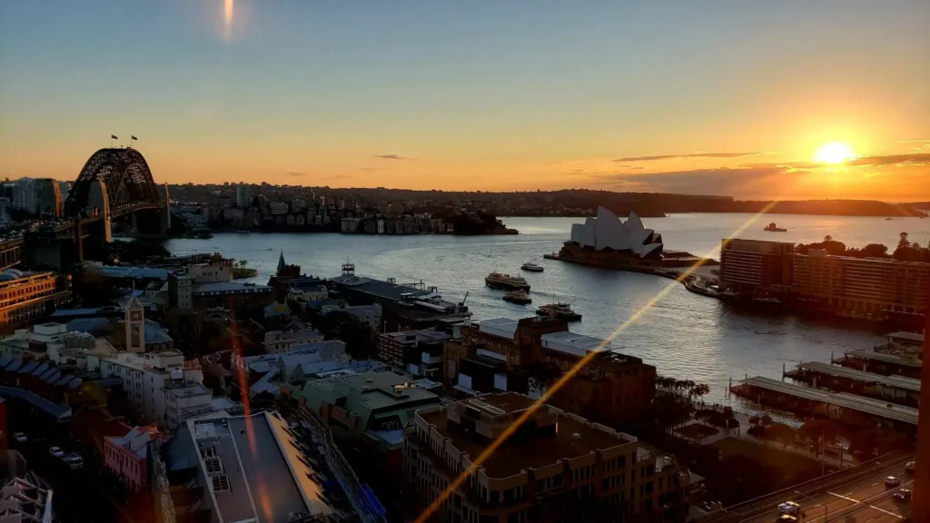quay west Sydney harbour sunrise