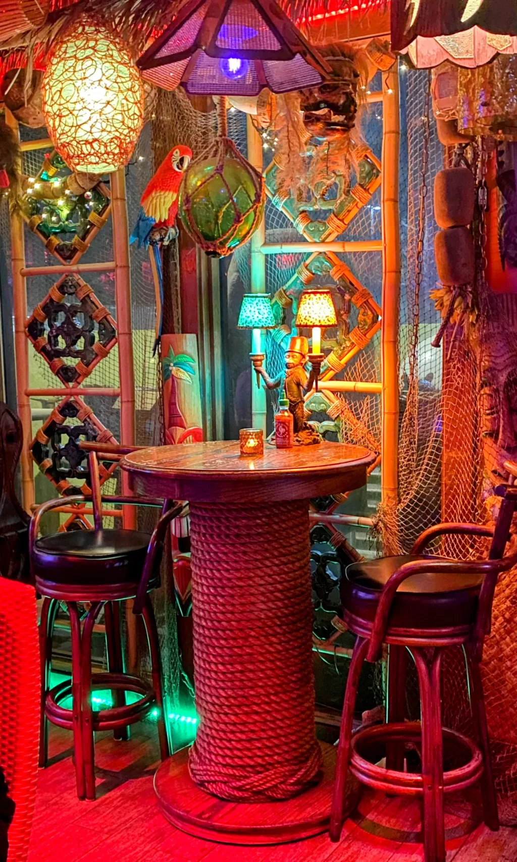 secret tiki temple cocktail table