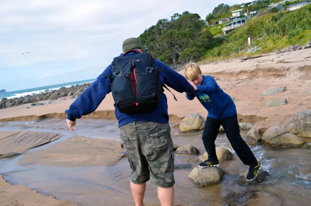 crossing stream hot water beach