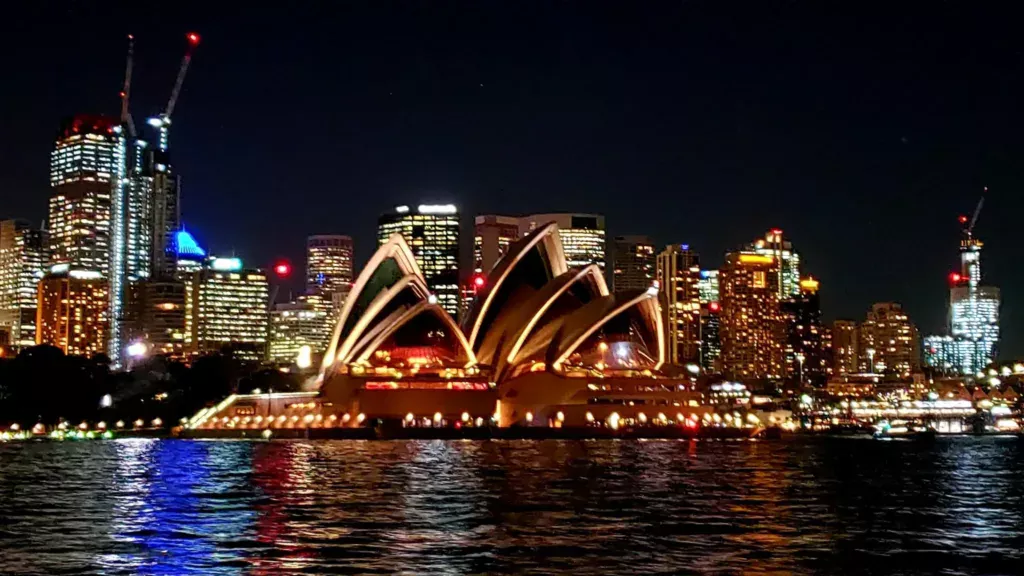 sydney opera house tall ships night